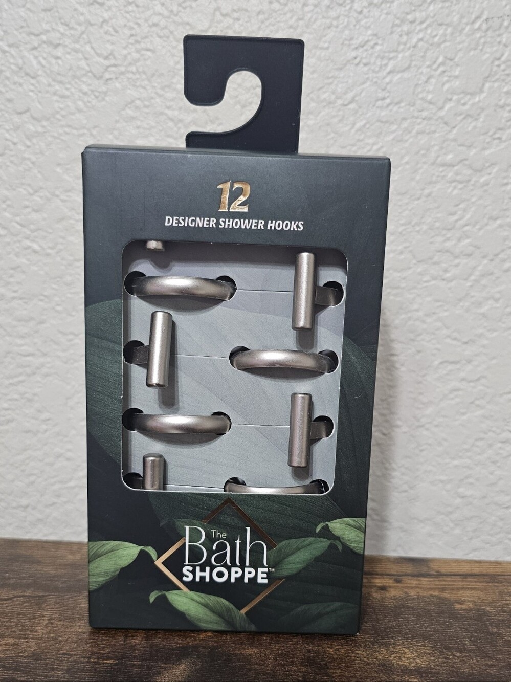Brushed Nickel Designer Shower Hooks - 12 Pack